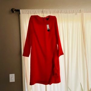 NWT Beautiful Red Banana Republic Dress Long Sleeve with Ruffle, Size 10.